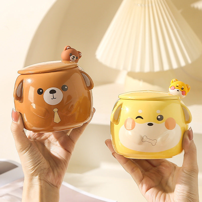 Mug en Porcelaine avec Couvercle & Cuillère à café