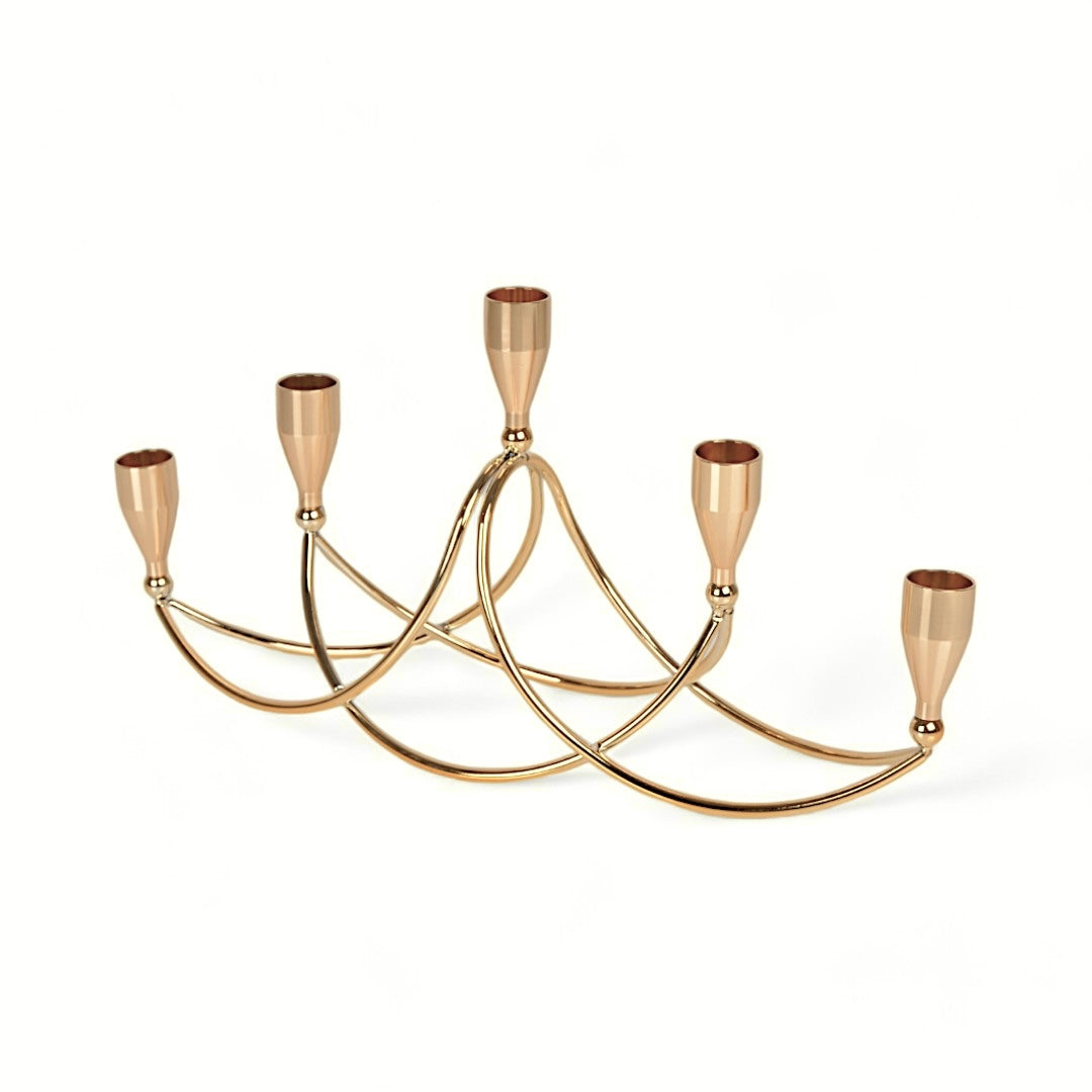 Porte-Bougies Dorée en Métal & Verre