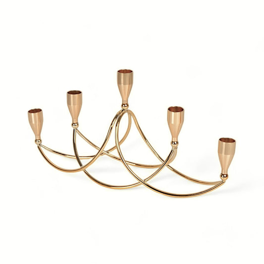 Porte-Bougies Dorée en Métal & Verre