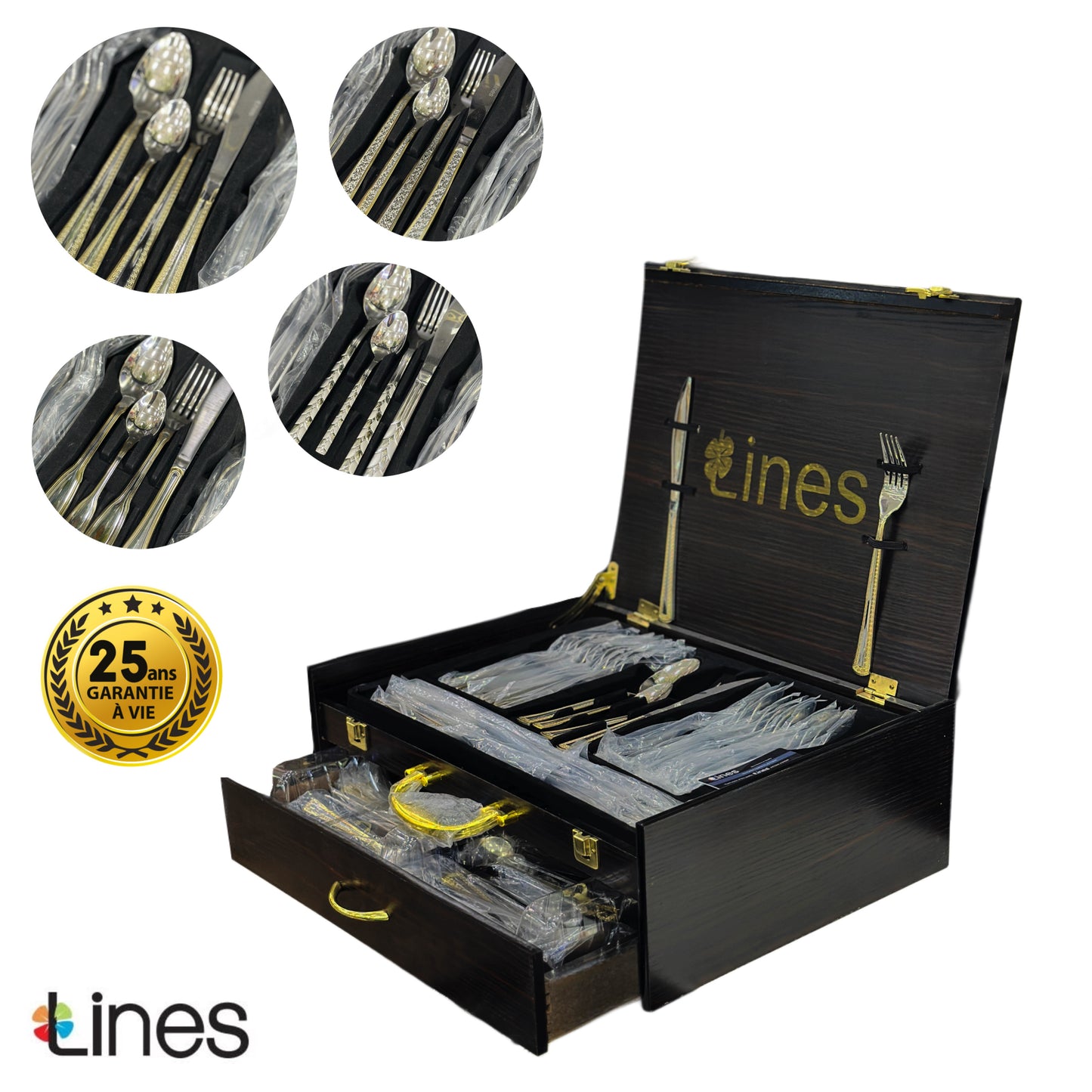 Coffret Ménagère 72 pièces Lines en Acier Inoxydable