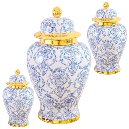 Série de 3 Vases en Porcelaine Fleuris