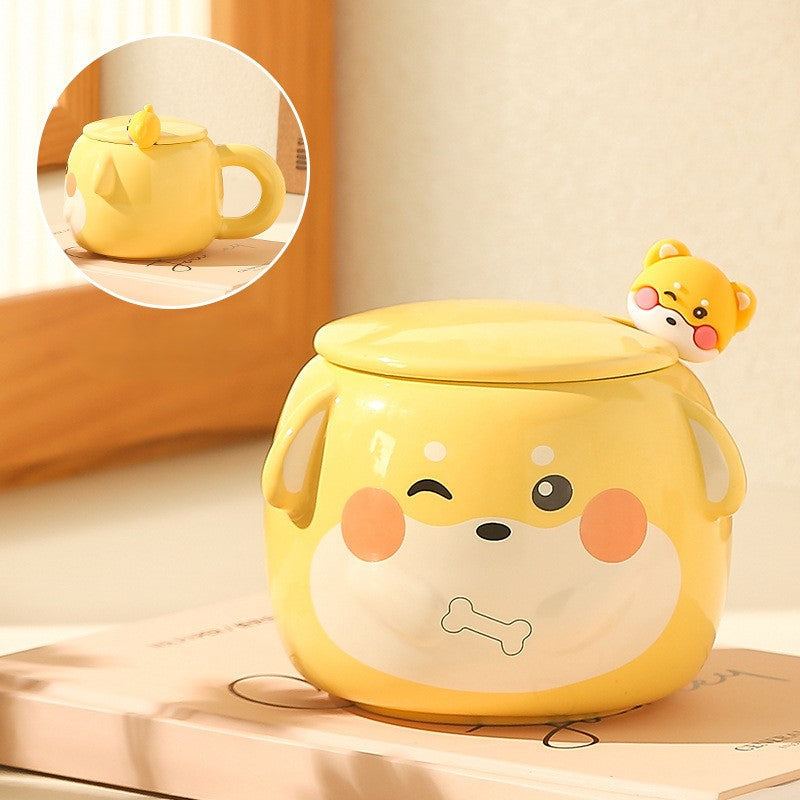 Mug en Porcelaine avec Couvercle & Cuillère à café