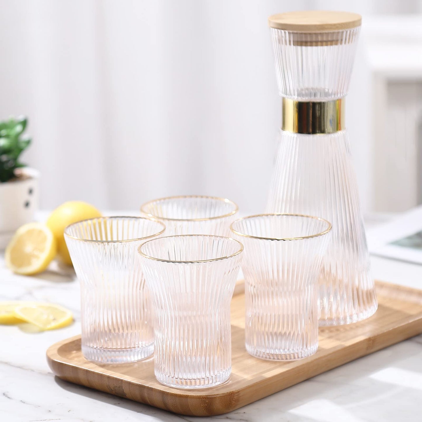 Service de 7 Pièces en Verre Dorée