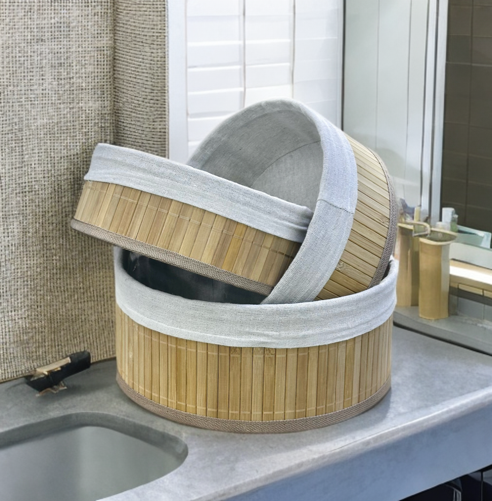 Panier en Bamboo & Tissu