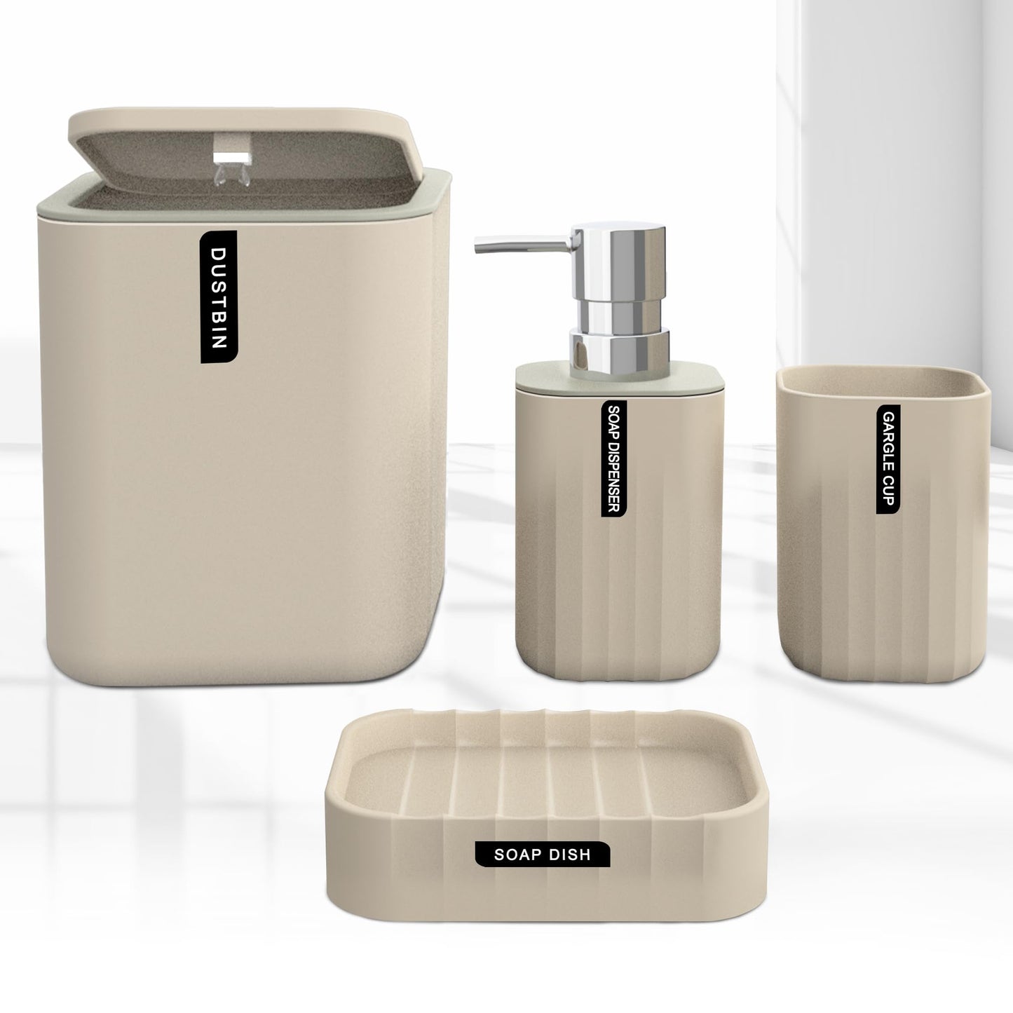 Set de Salle de Bain en Plastique 4 Pièces