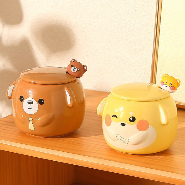 Mug en Porcelaine avec Couvercle & Cuillère à café