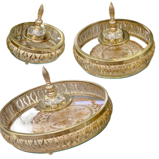Bonbonnière en Métal & Verre Bronze