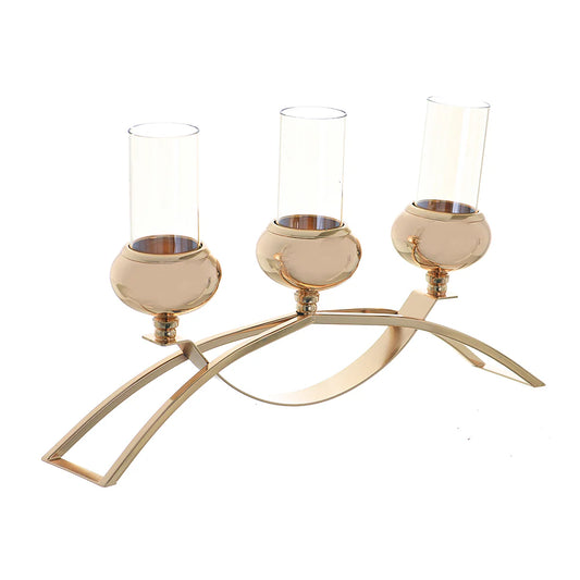 Porte-Bougies Dorée en Métal & Verre
