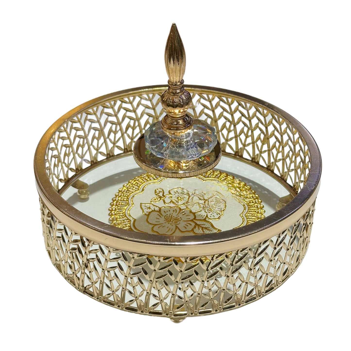 Bonbonnière en Métal & Verre Bronze