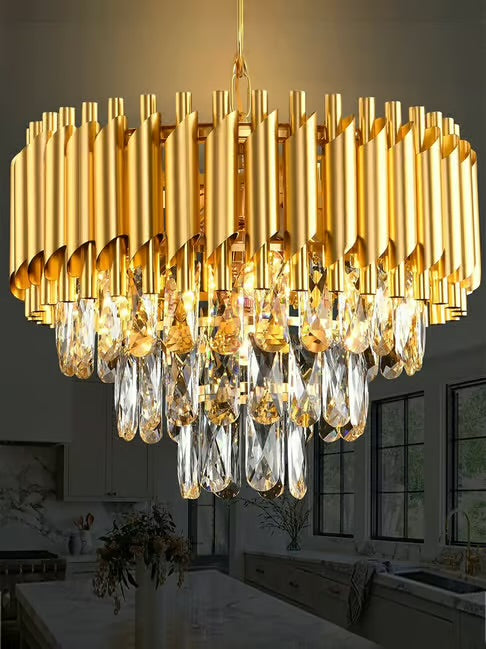 Lustre en Verre & Métal Doré