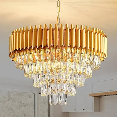 Lustre en Verre & Métal Doré
