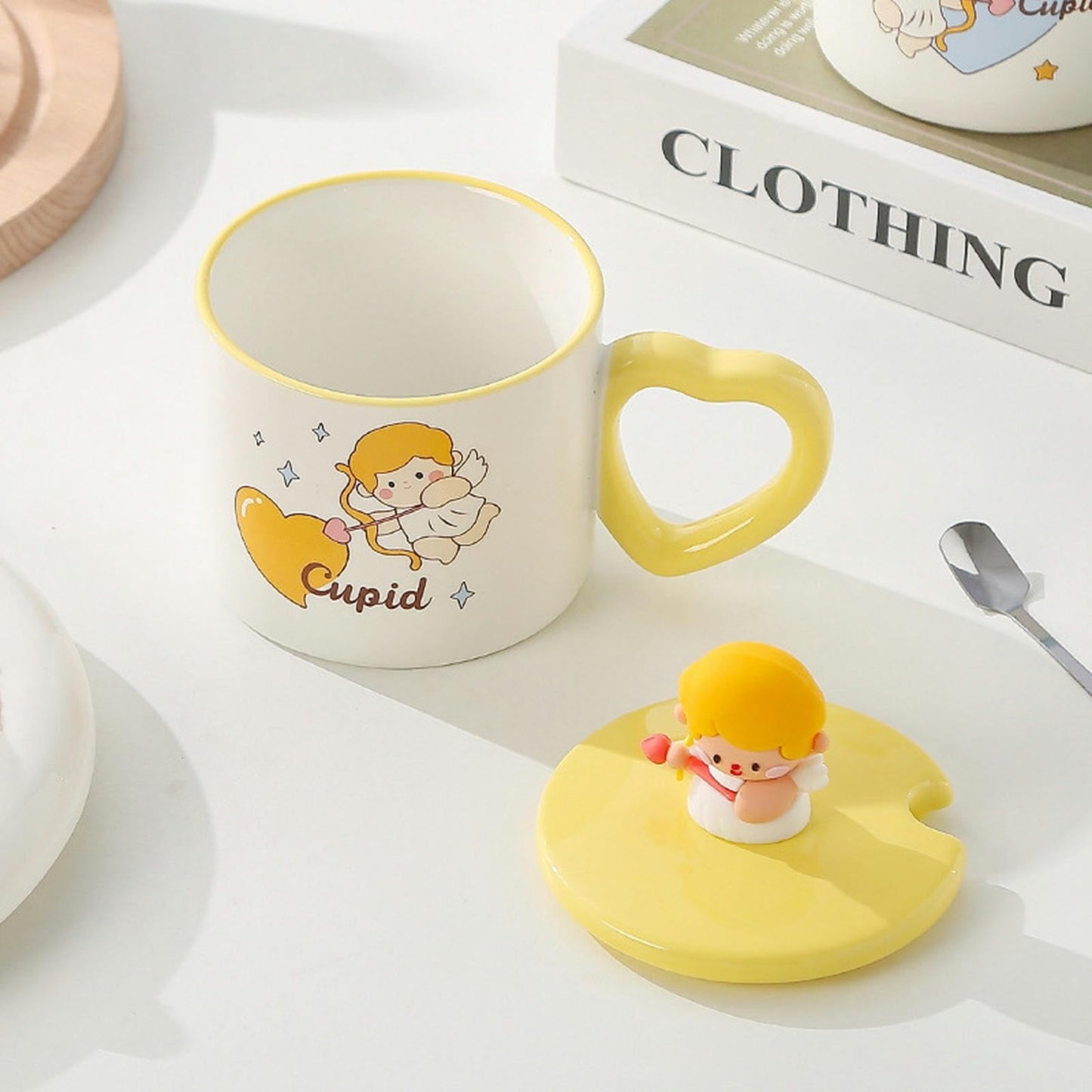 Mug en Porcelaine avec Couvercle & Cuillière à café