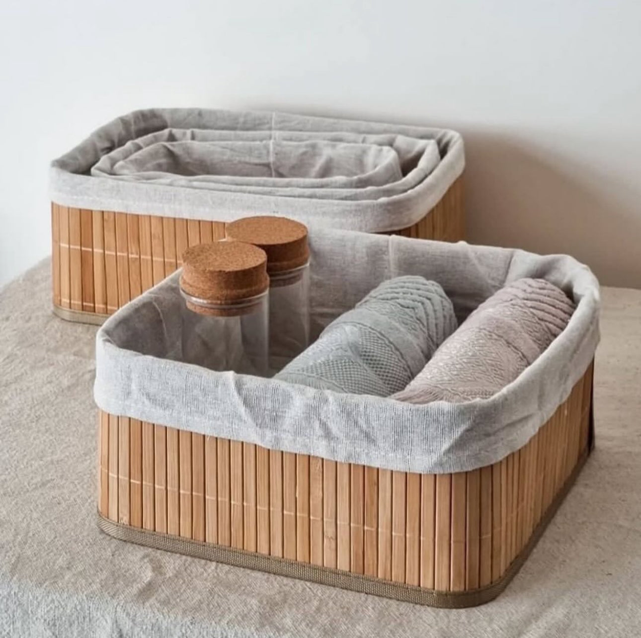 Panier en Bamboo & Tissu