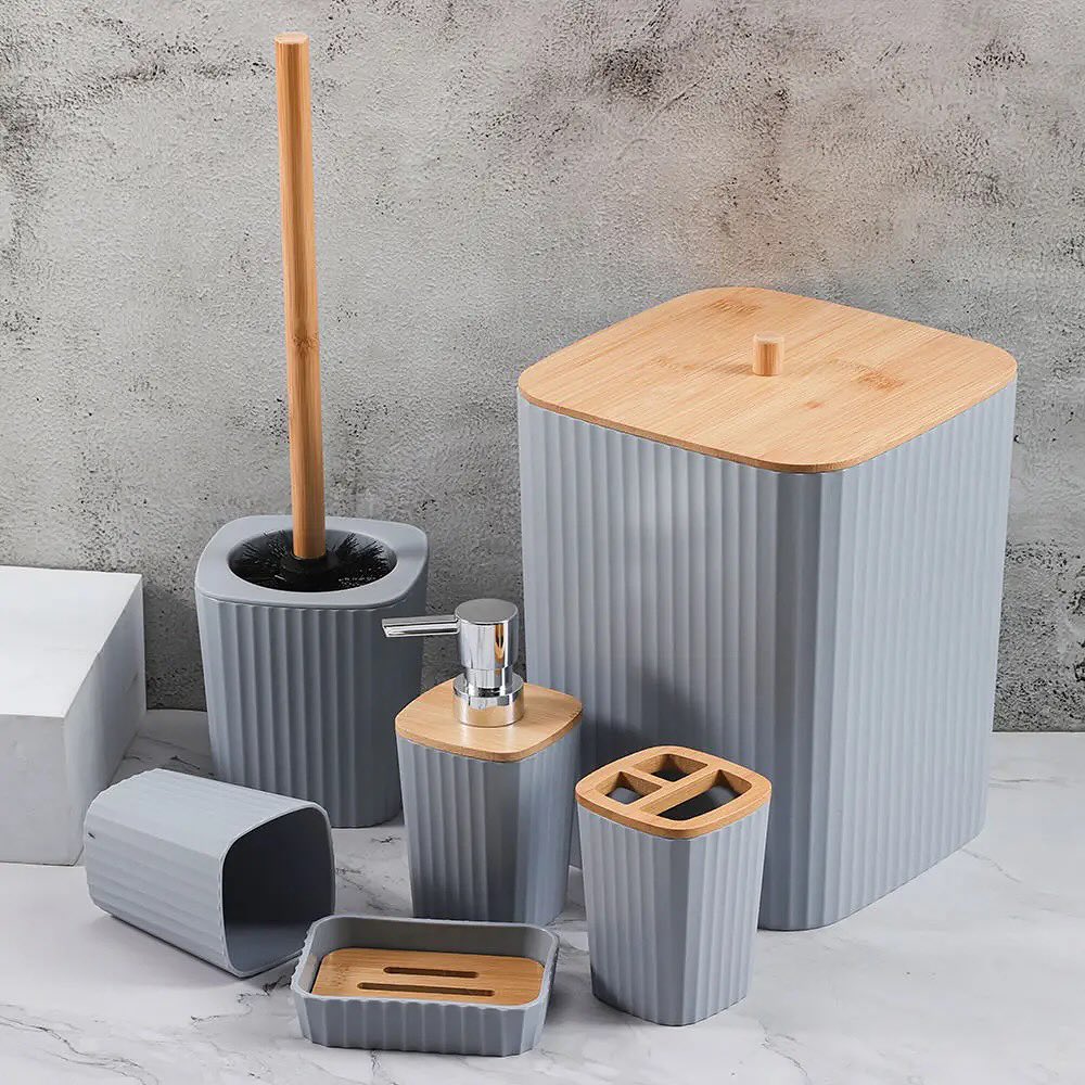 Set de Salle de Bain en Plastique 7 Pièces