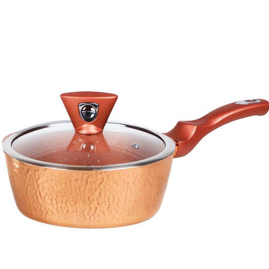 Casserole Granite Revêtement en Cuivre + Couvercle en Verre 20cm