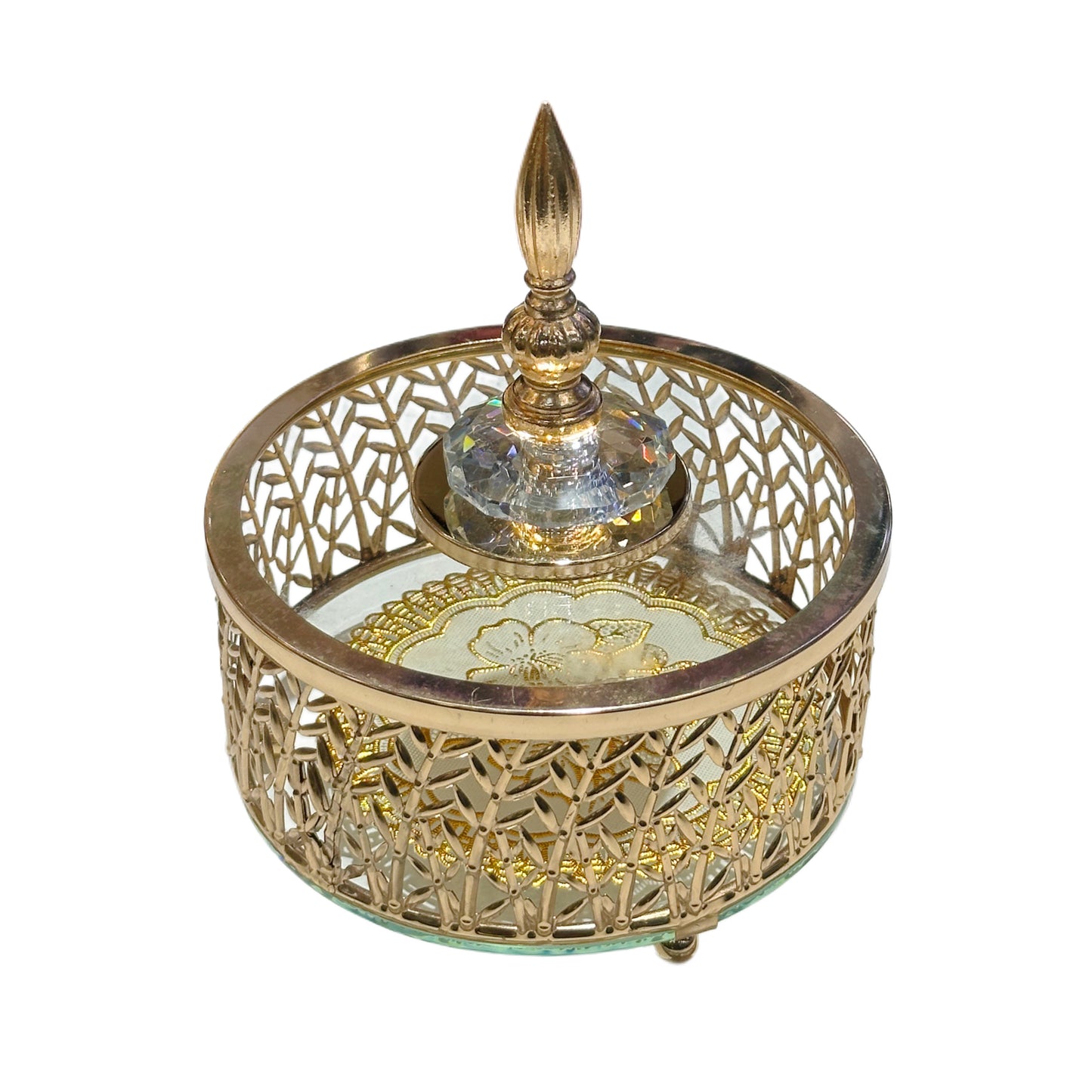 Bonbonnière en Métal & Verre Bronze