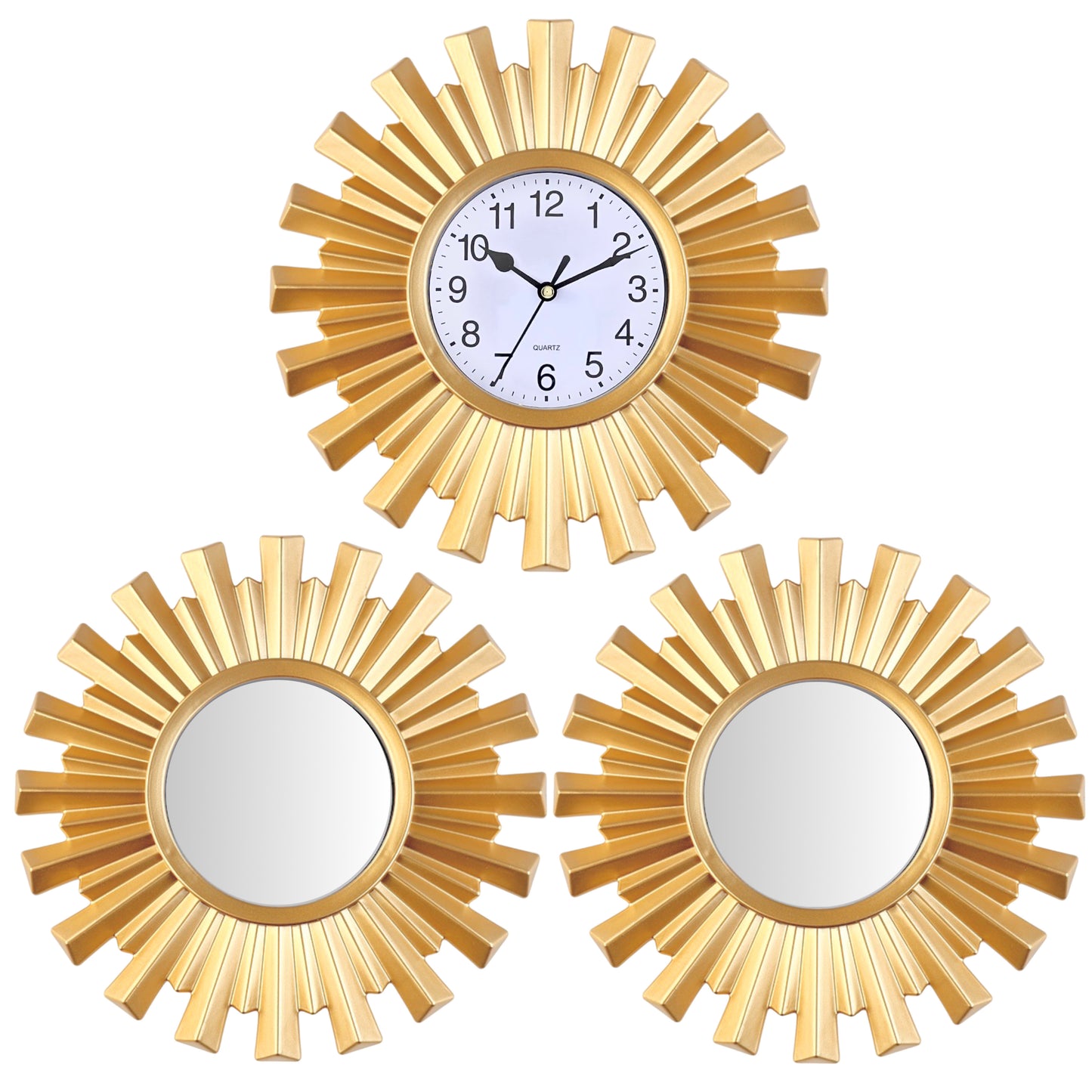Horloge Dorée avec 2 Miroirs