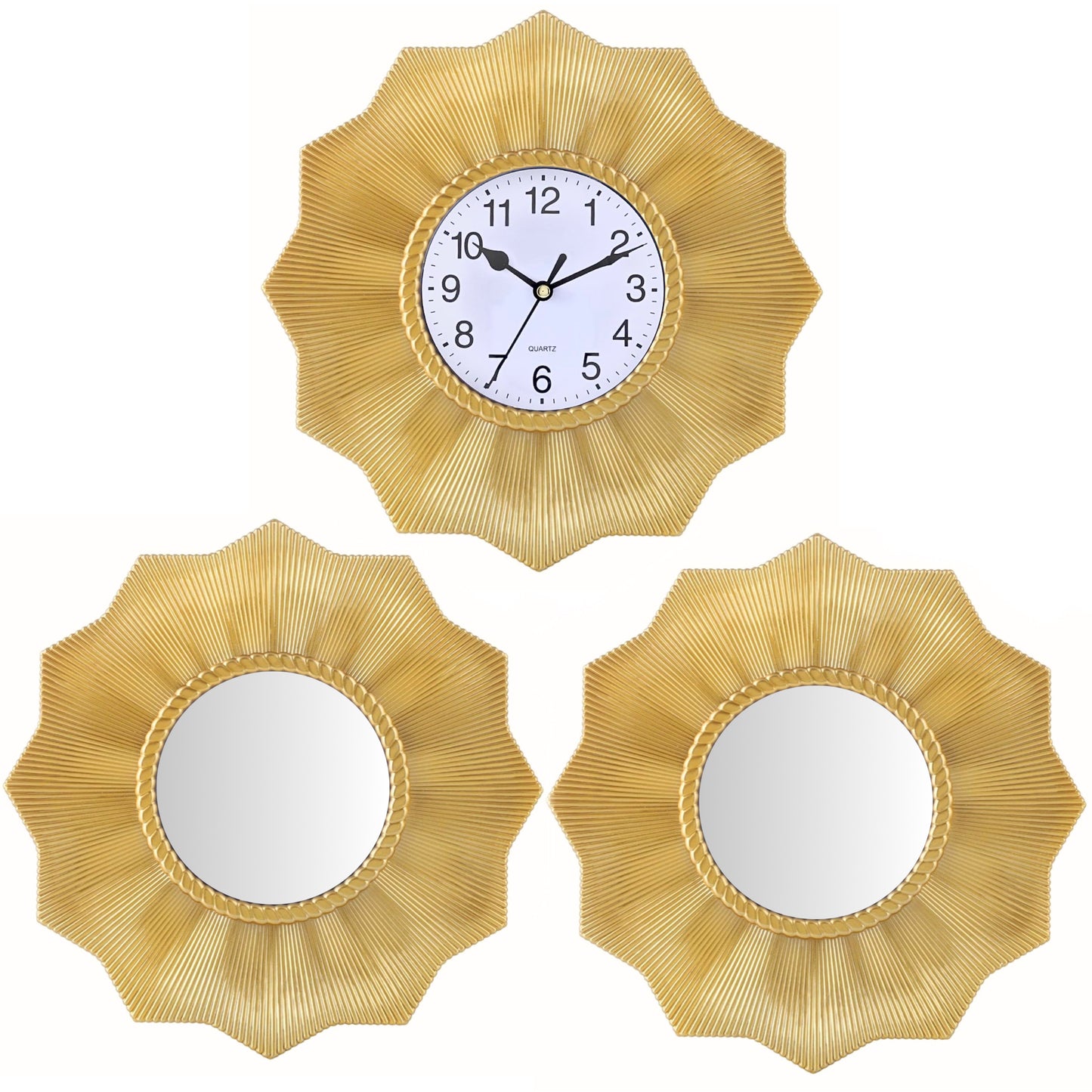 Horloge Dorée avec 2 Miroirs