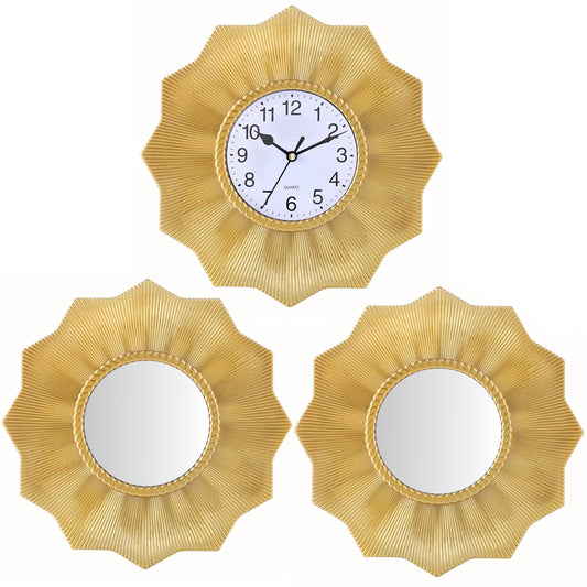 Horloge Dorée avec 2 Miroirs