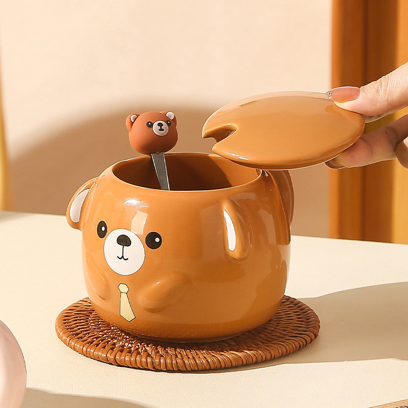 Mug en Porcelaine avec Couvercle & Cuillère à café