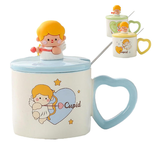 Mug en Porcelaine avec Couvercle & Cuillière à café