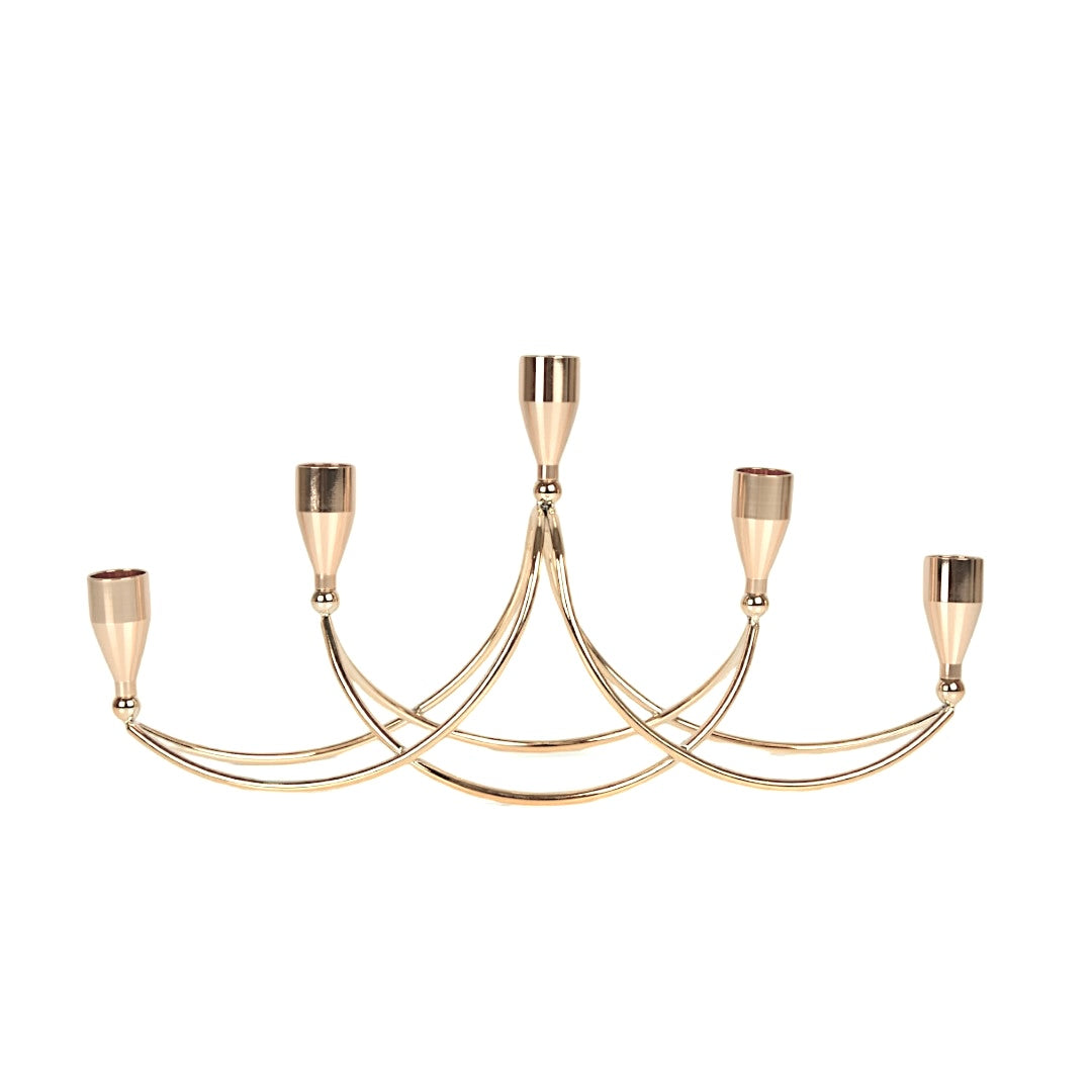 Porte-Bougies Dorée en Métal & Verre