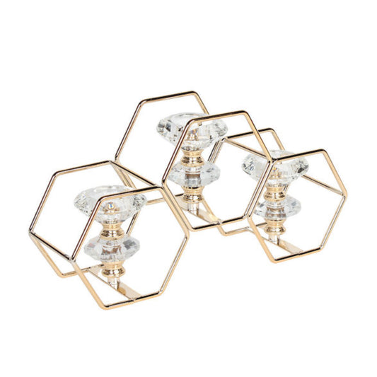 Porte-Bougies Dorée en Métal & Verre