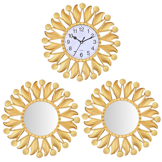 Horloge Dorée avec 2 Miroirs