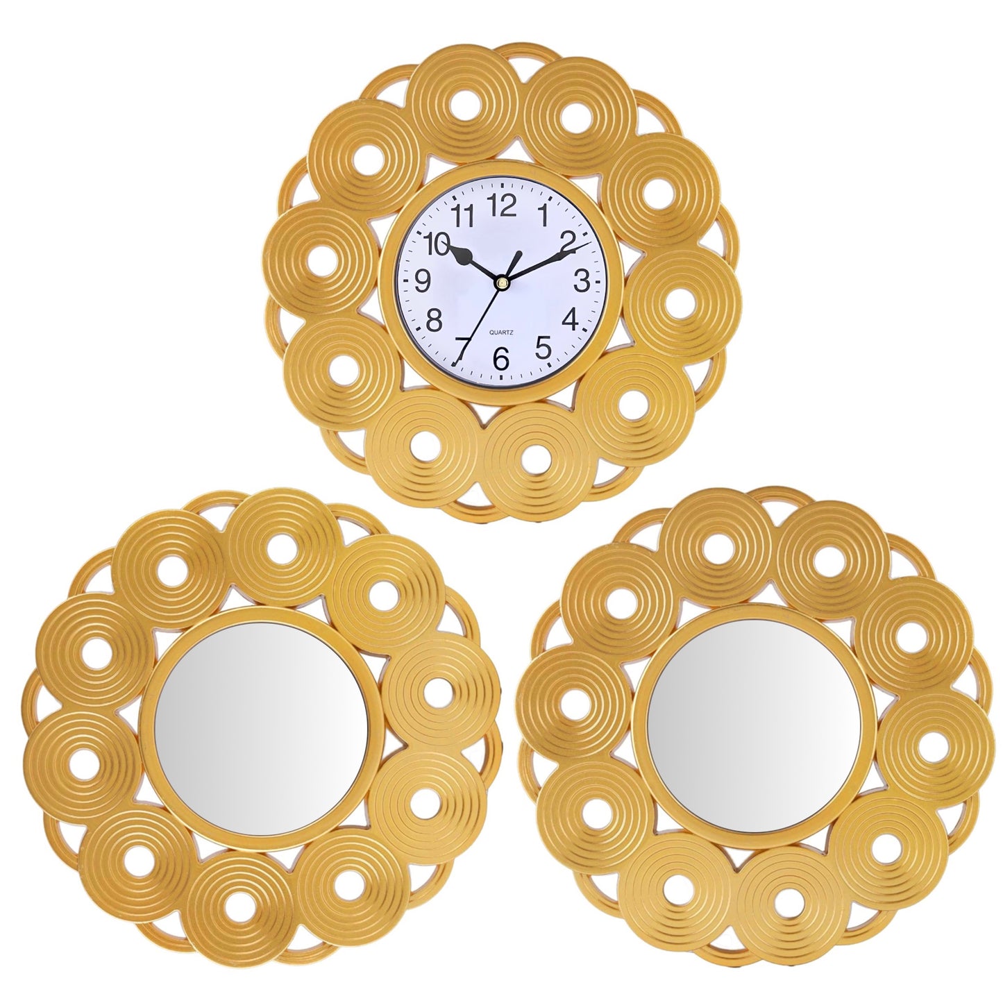 Horloge Dorée avec 2 Miroirs