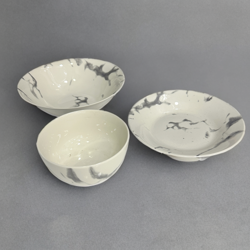 Vaiselle en Porcelaine Blanc Marbré