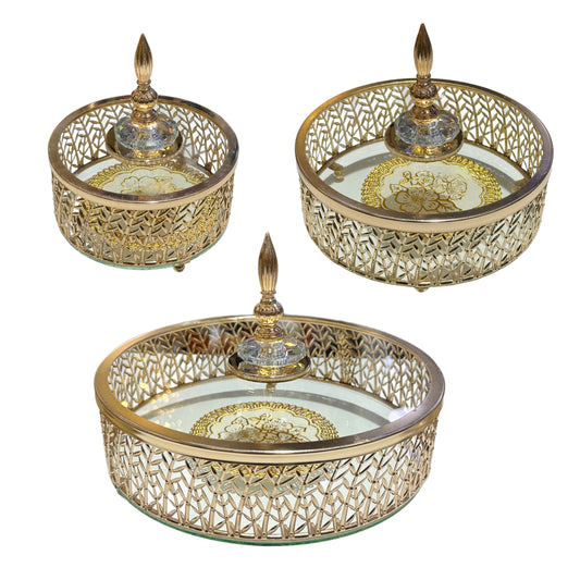 Bonbonnière en Métal & Verre Bronze