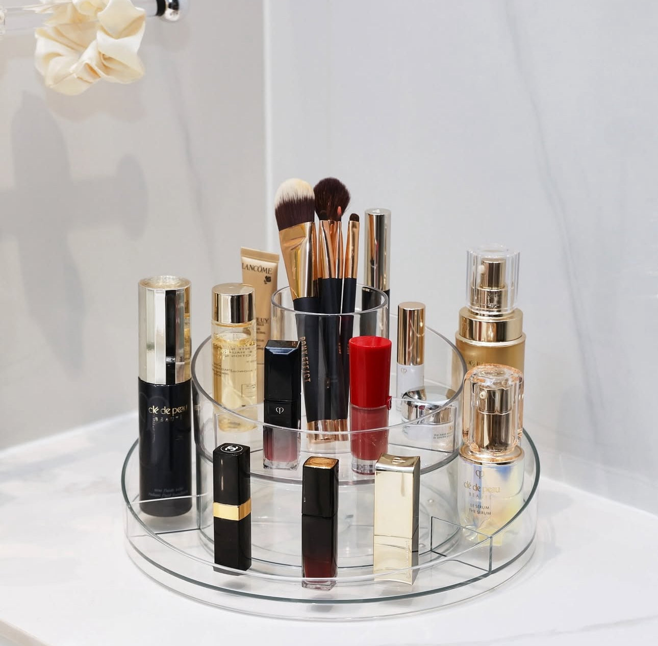 Rangement Maquillage Rotatif en Plastique