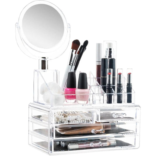 Rangement Maquillage en Plastique avec Miroir