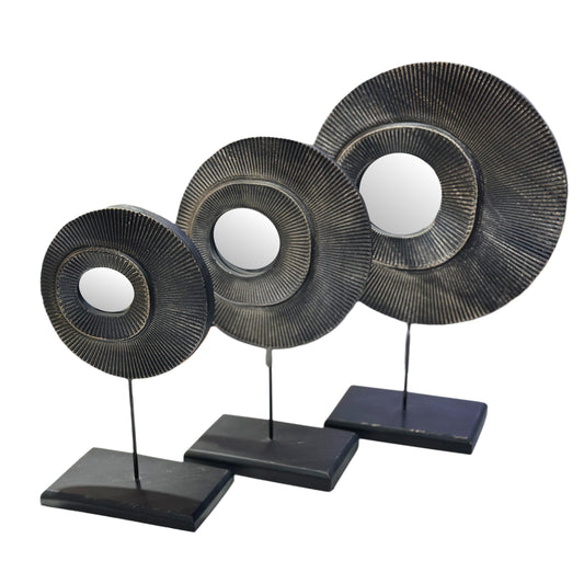 Série de 3 Miroirs Décoratifs Noir
