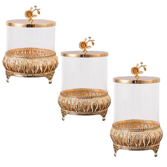 Série de 3 Bonbonnières en Verres Bronzes