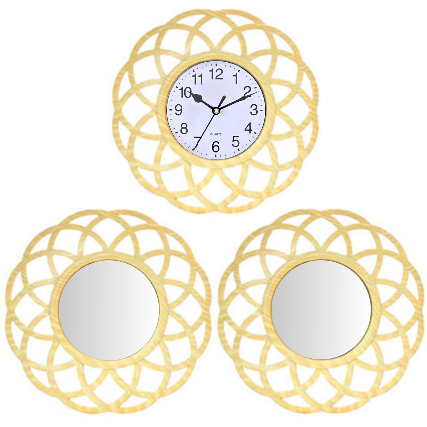 Horloge Dorée avec 2 Miroirs
