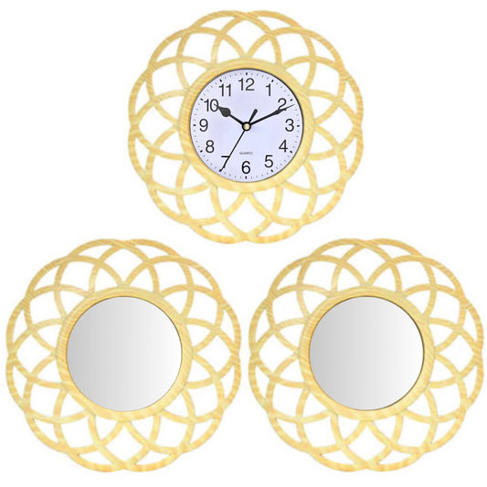 Horloge Dorée avec 2 Miroirs