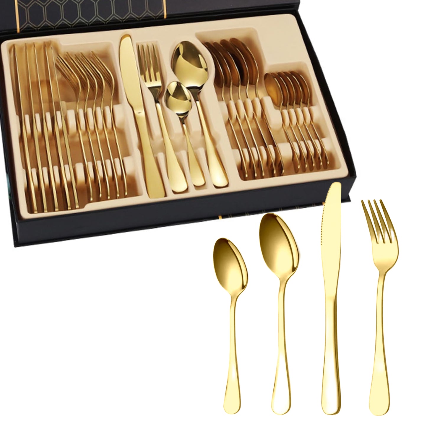 Coffret Ménagère 24 Pièces en Acier Inoxydable