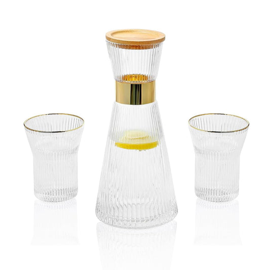 Service de 7 Pièces en Verre Dorée