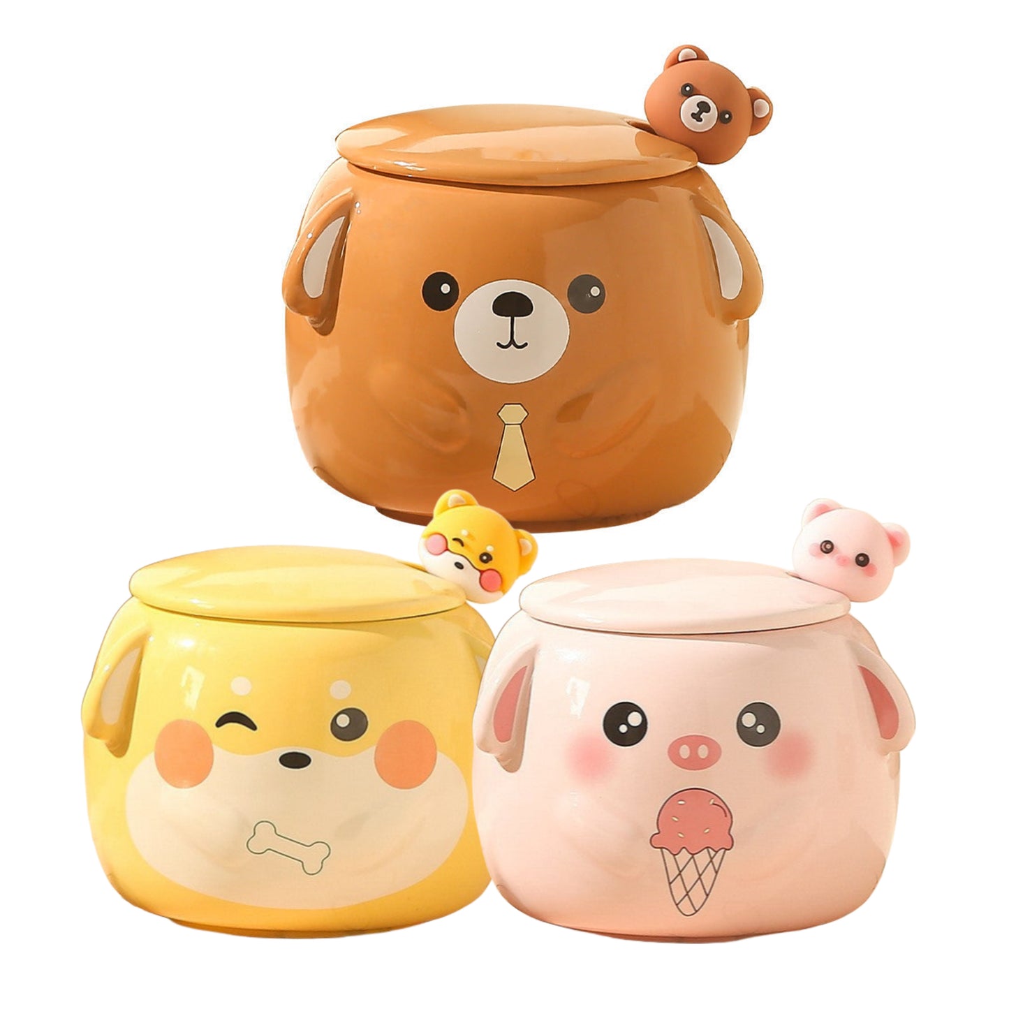 Mug en Porcelaine avec Couvercle & Cuillère à café