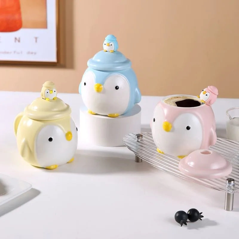 Mug en Porcelaine avec Couvercle & Cuillère à Café