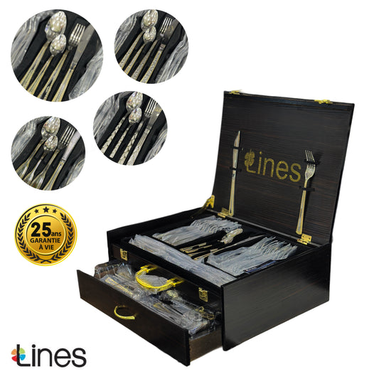 Coffret Ménagère 72 pièces Lines en Acier Inoxydable