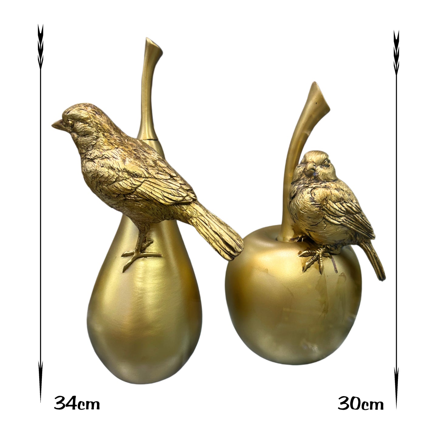 Série de 2 Élements d'Oiseaux Décoratifs Dorée