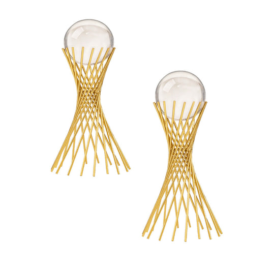 Set de 2 Élements Décoratifs en Verre & Métal Dorés