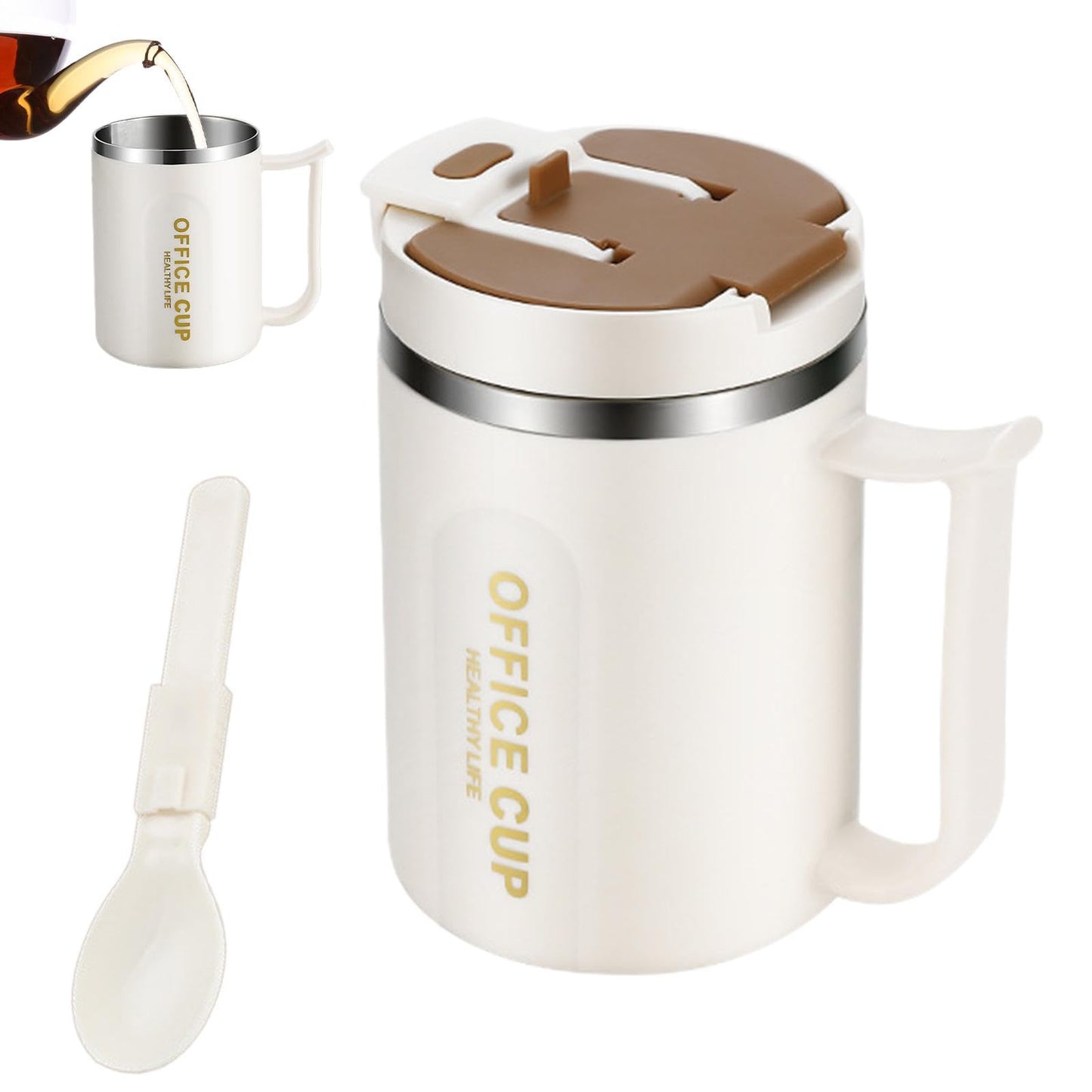 Thermos Mug Blanc avec Cuillère