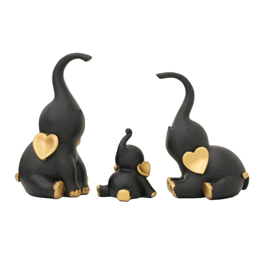 Série de 3 Élements d'Éléphants Décoratifs Noir