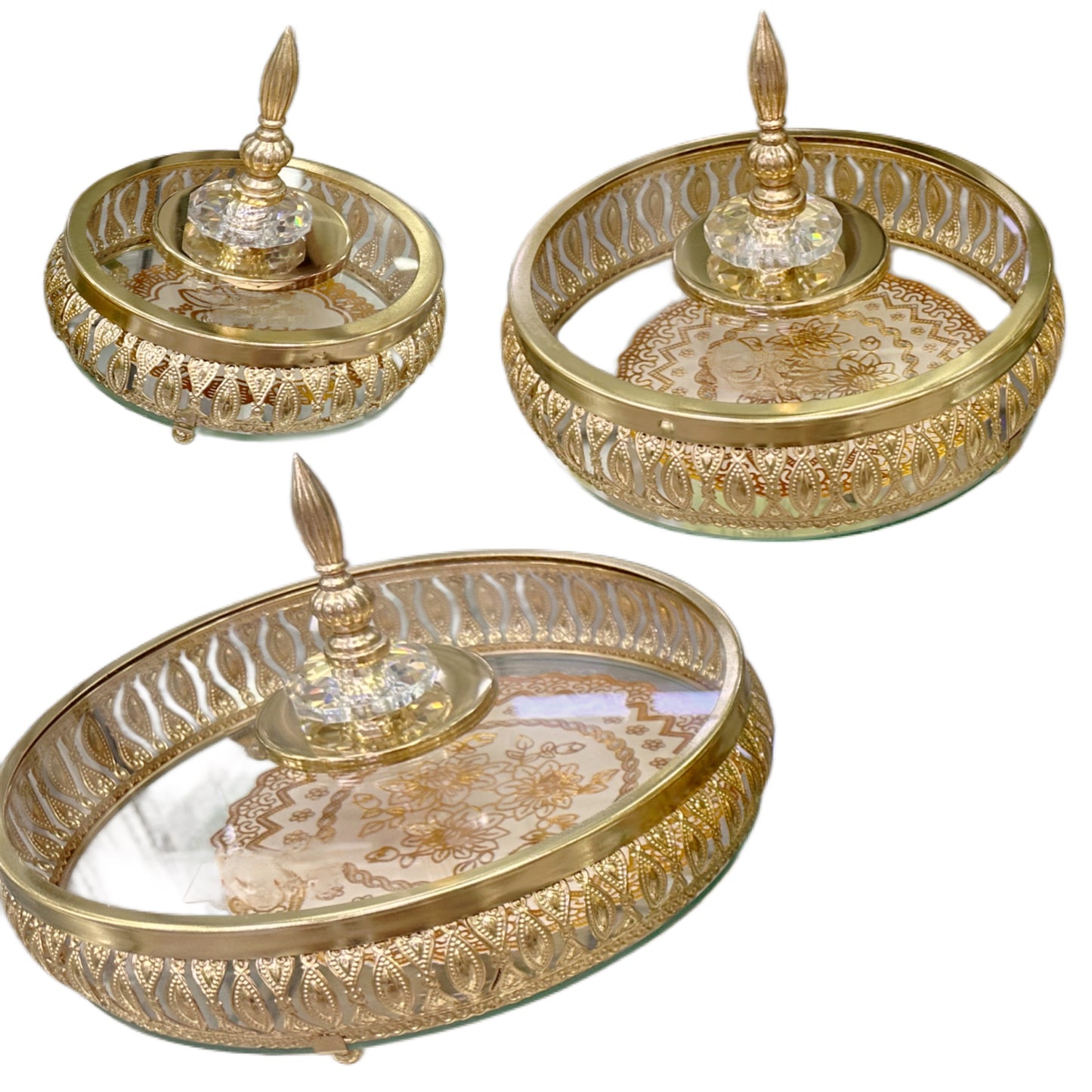 Bonbonnière en Métal & Verre Bronze