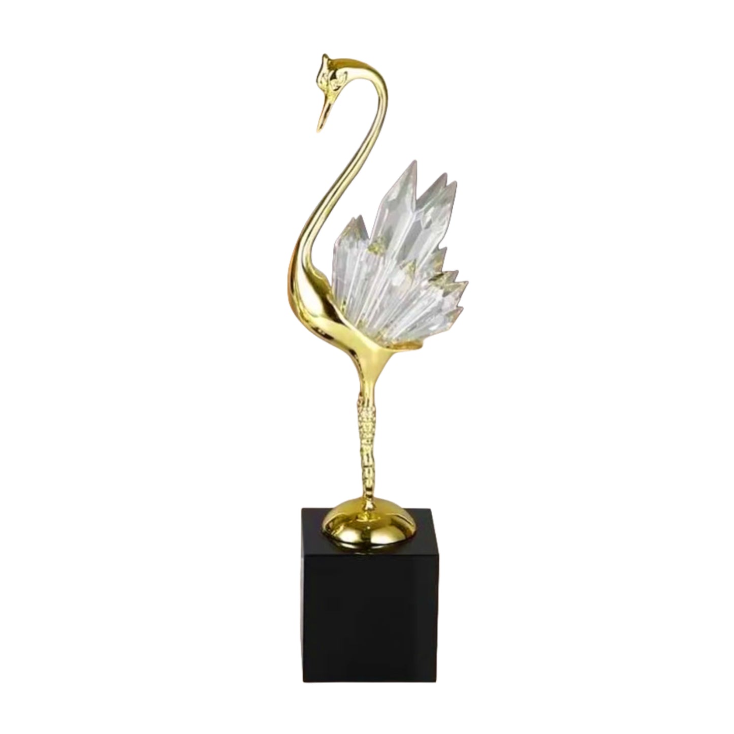 Élement Décoratif Cygne Dorée en Cristal 36cm