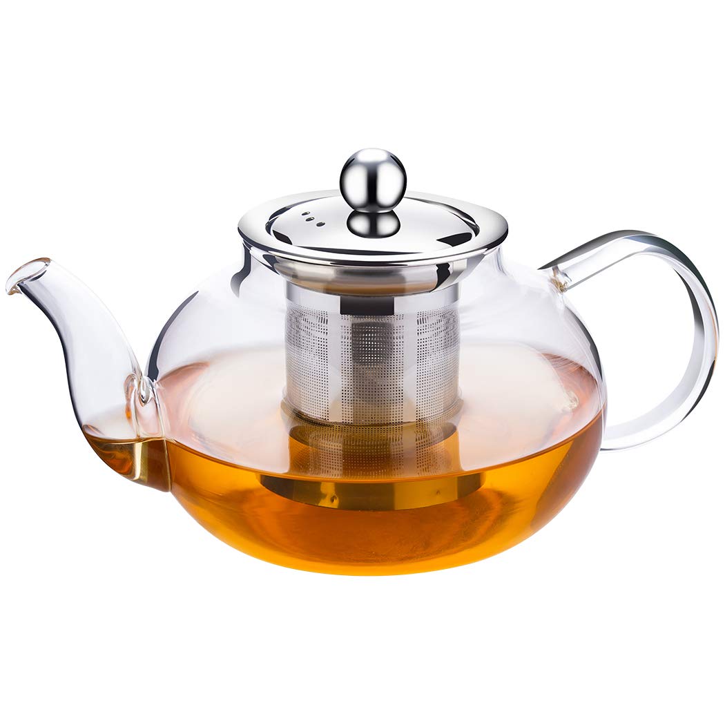 Théière En Verre avec Infuseur Amovible en Acier Inoxydable