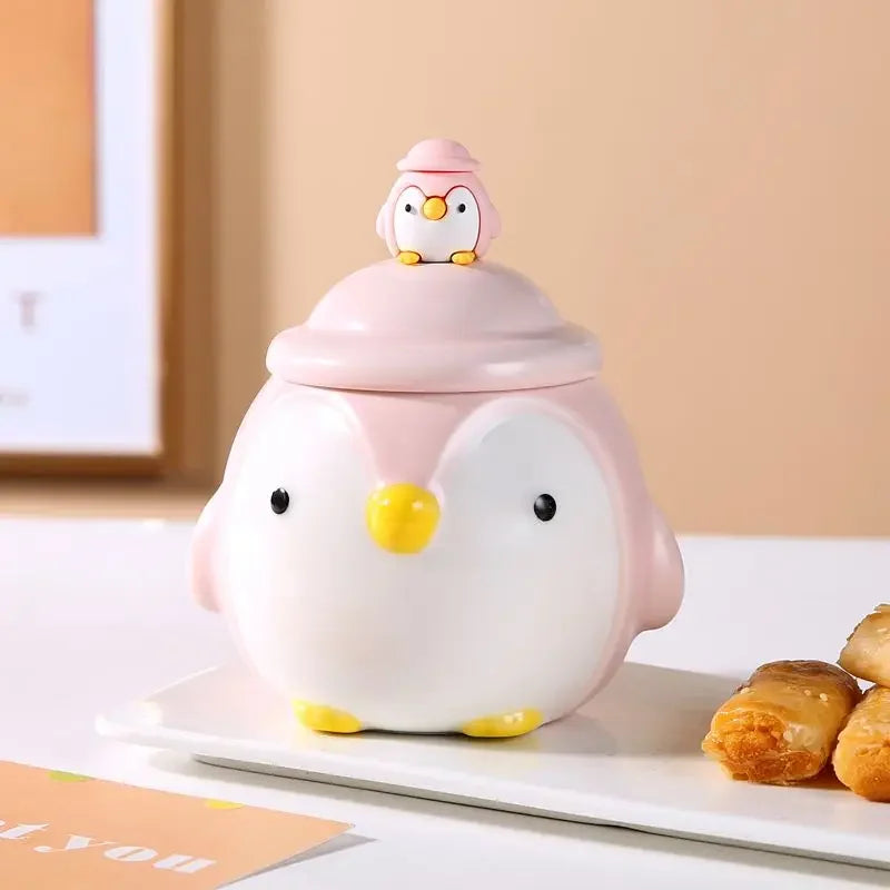 Mug en Porcelaine avec Couvercle & Cuillère à Café